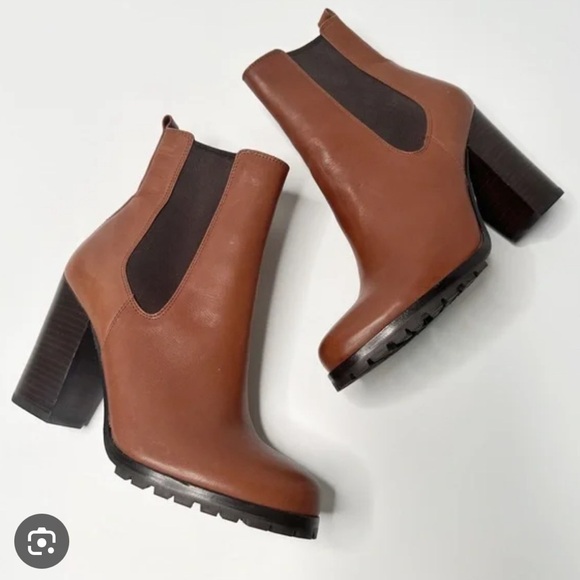 Coach Shoes - COACH Odelle Sydney Leather Ankle Boots Block Heel Brown Booties 7.5 Chunky